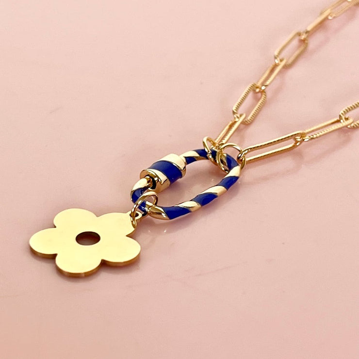 Striped Carabiner Flower Necklace