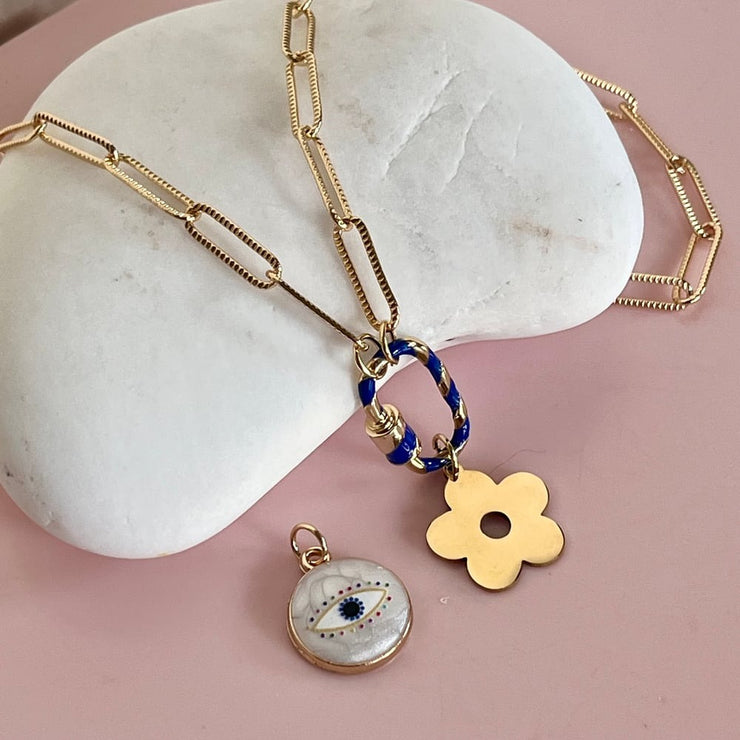 Striped Carabiner Flower Necklace