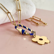 Striped Carabiner Flower Necklace