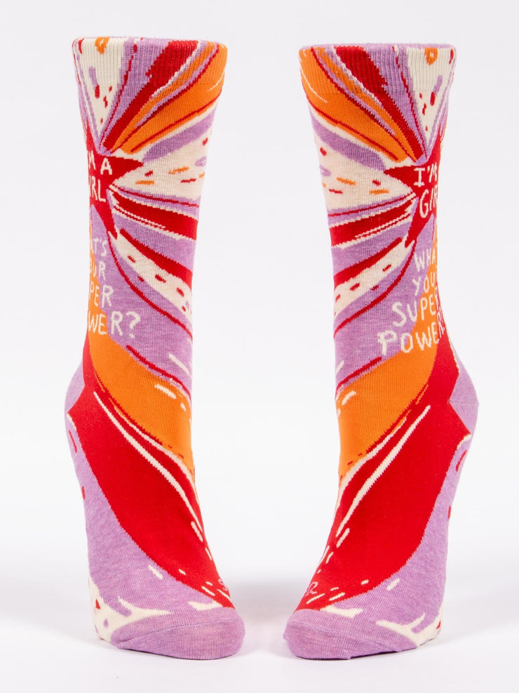 Womens Crew Socks - Whats Your Super Power