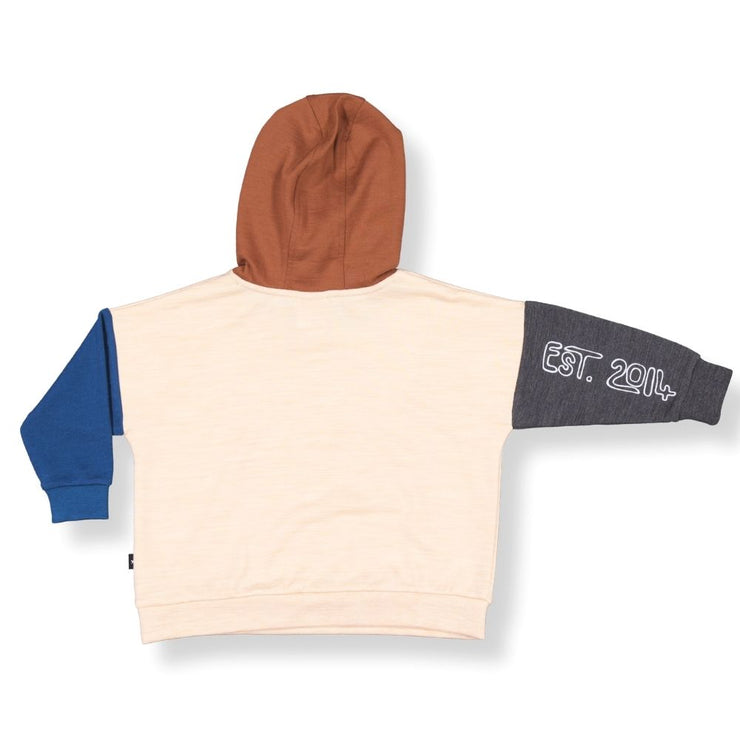 Merino Jagger Hoodie - Wheat Marle Block