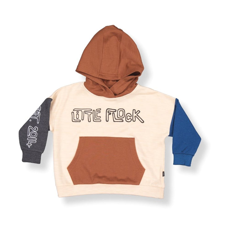 Merino Jagger Hoodie - Wheat Marle Block
