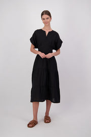 Jamison Linen Dress - Black Was $349 Now