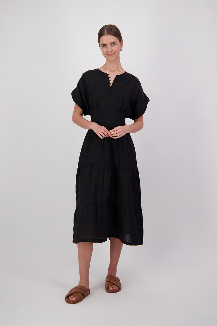 Jamison Linen Dress - Black Last Size Was $349 Now