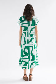 Elk Joia Dress - Green Braque Print