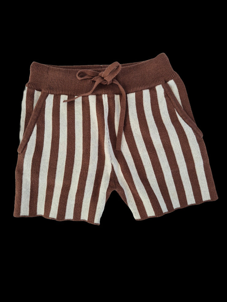 Knit Shorts - Chocolate Stripe