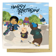 Guinea Pig Skaters Birthday Card