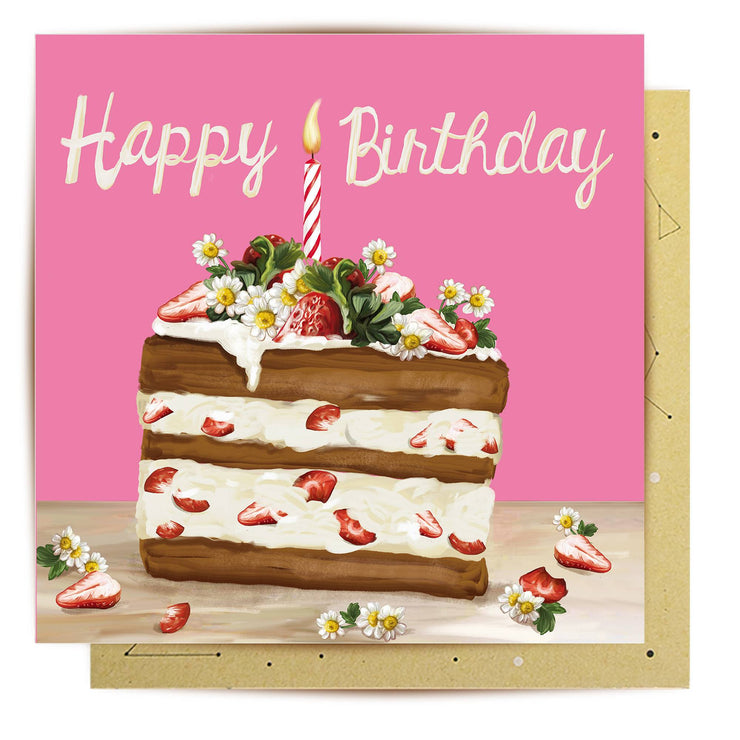 Strawberry Cake Birthday Card