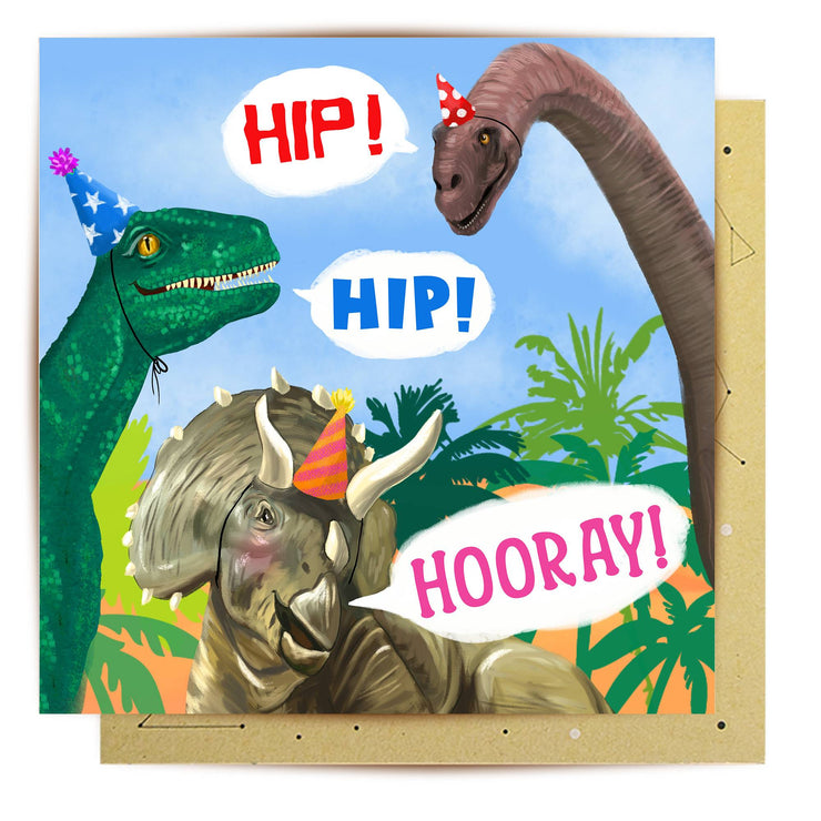 Dino Hip Hip Hooray Card