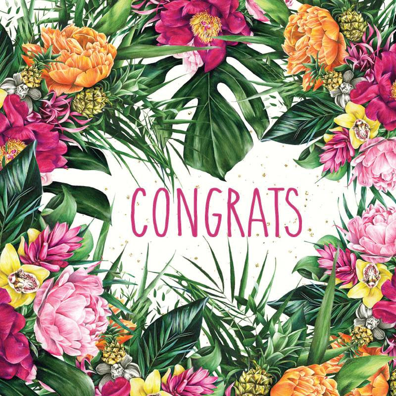Tropical Flora Congrats - Tag/Mini Card