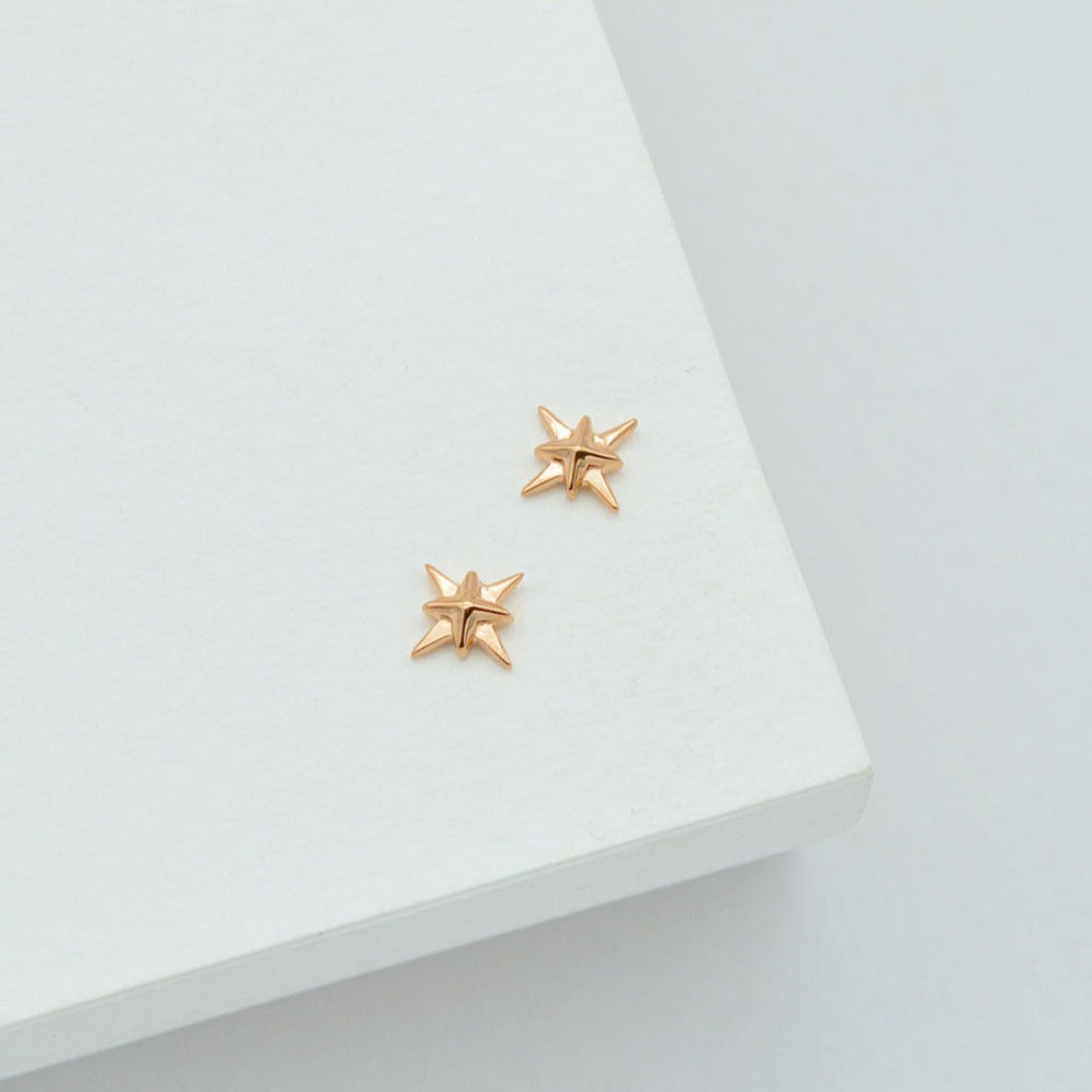 Gold North Star Stud Earrings - 18k Gold Plated - Coming Soon