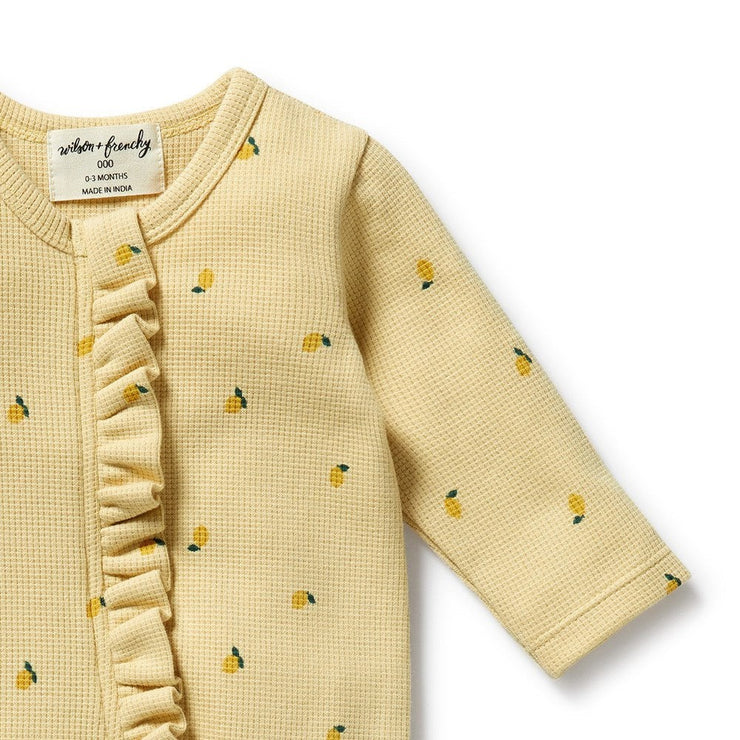 Little Lemon Organic Waffle Ruffle Zipsuit