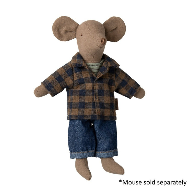 Maileg Outfit -  Brown Checked Shirt & Pants for Dad Mouse