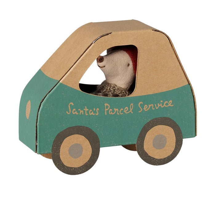 Maileg Christmas Mouse Little Brother in Car Box