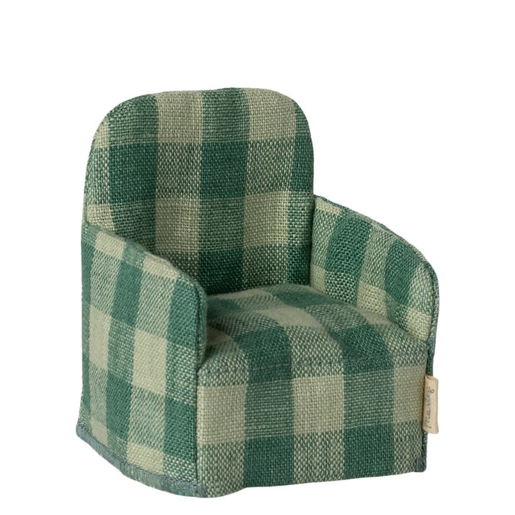 Maileg Folding Mouse Chair - Green Check