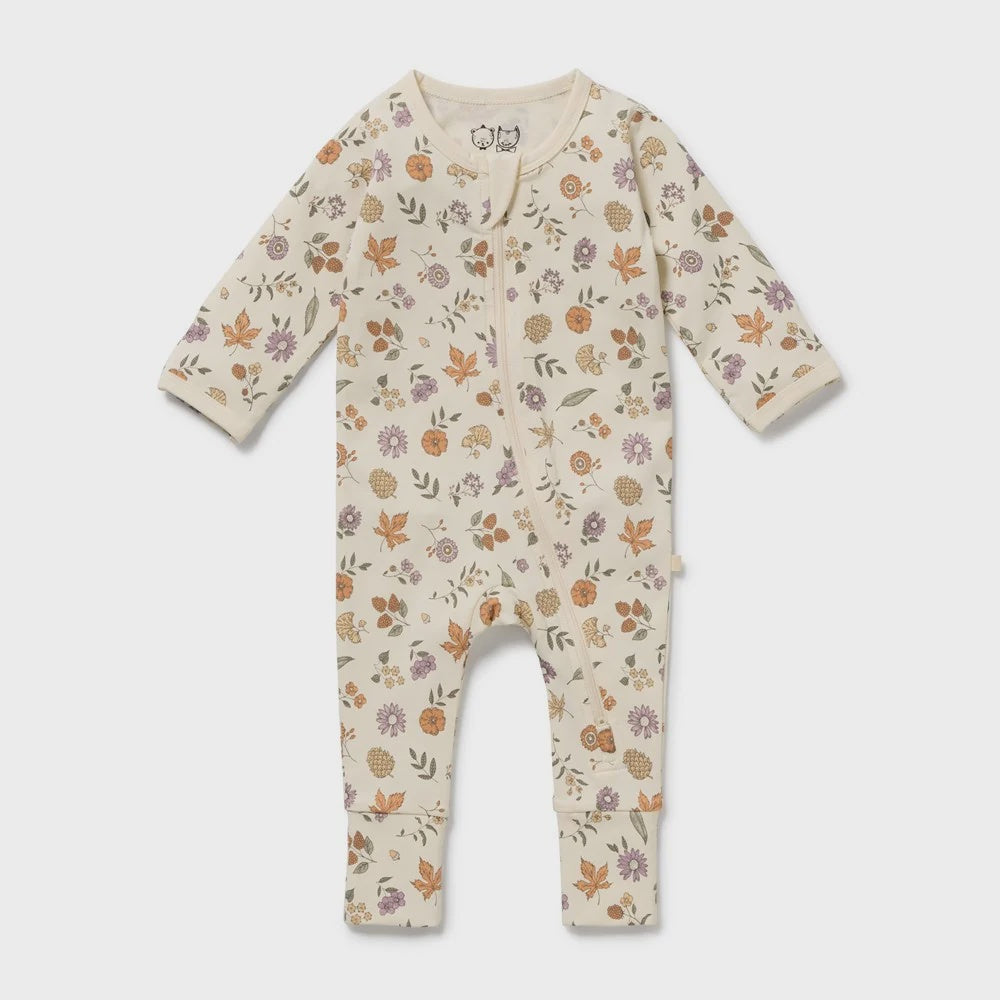 Organic Zipsuit with Feet - Maple Glow