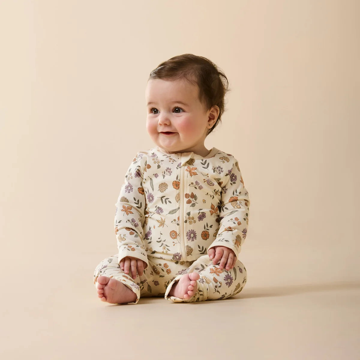 Organic Zipsuit with Feet - Maple Glow