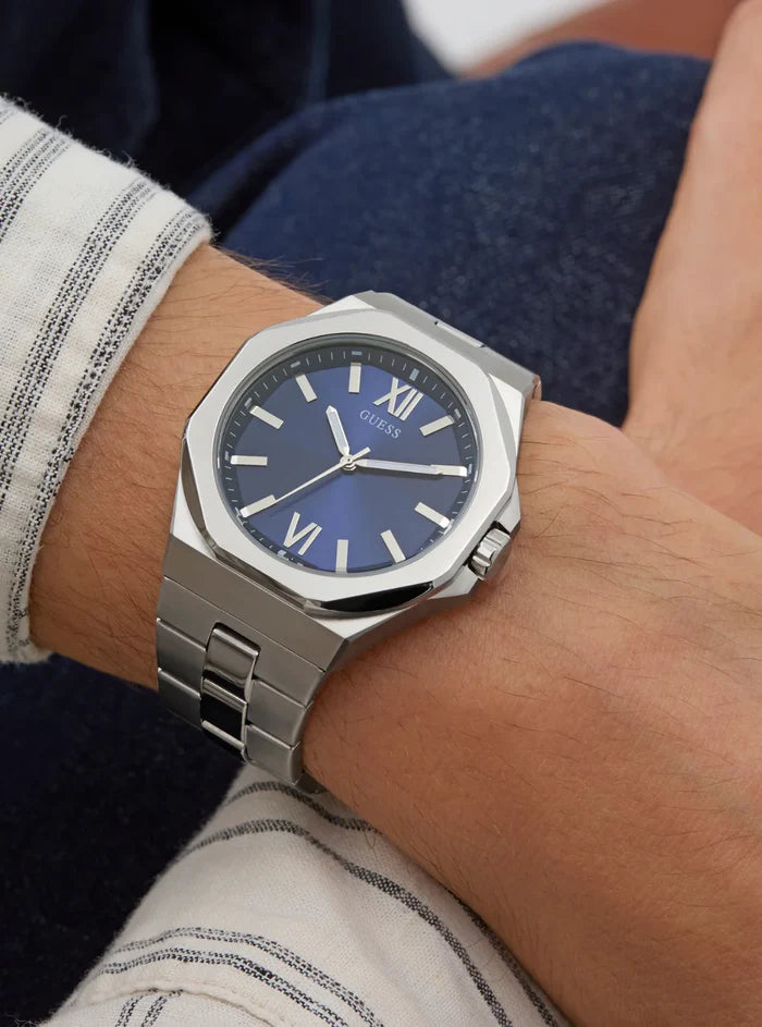 Guess Watch - Silver with Blue Face