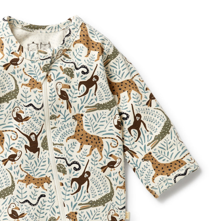 Mini Jungle Organic Zipsuit w Feet