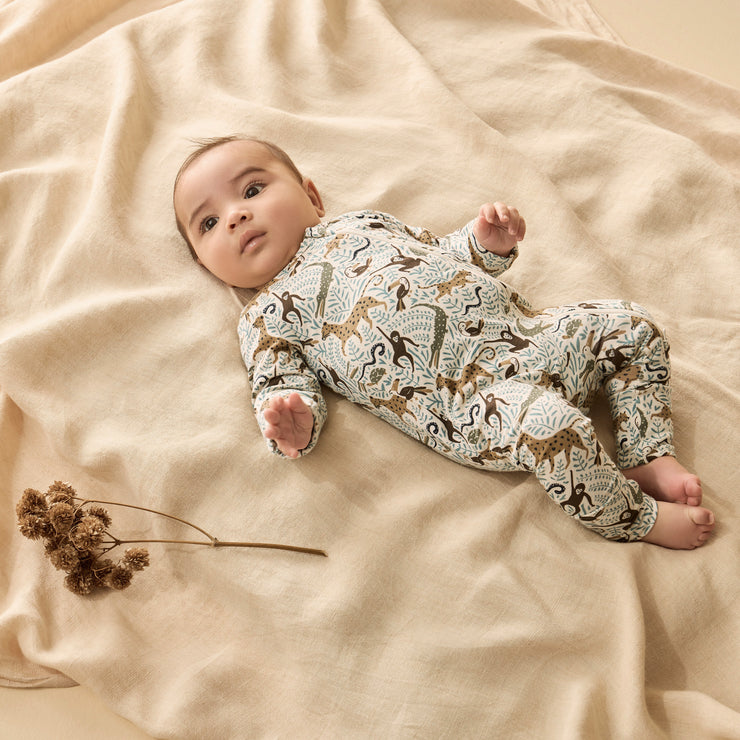 Mini Jungle Organic Zipsuit w Feet