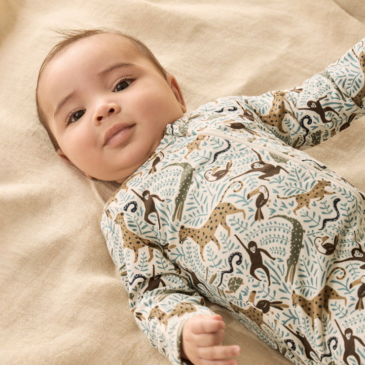Mini Jungle Organic Zipsuit w Feet