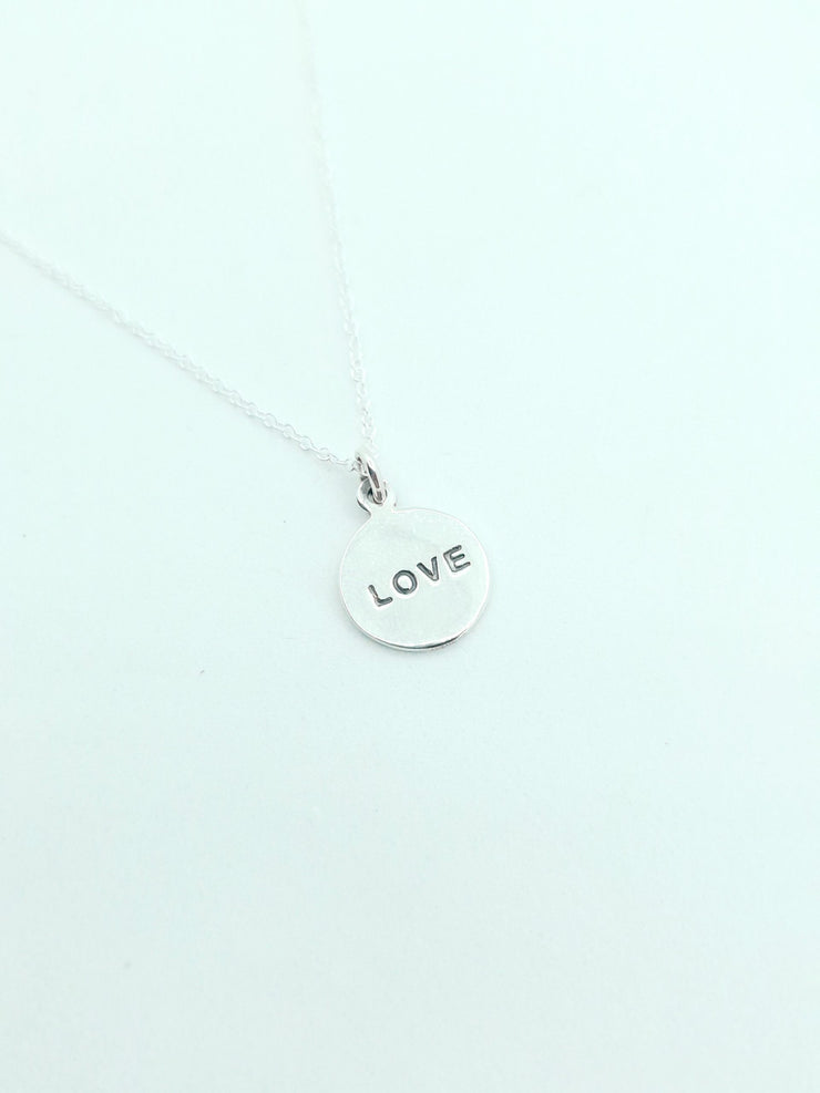 Sterling Silver Disc Love Necklace