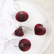 Classic Red Paper w Glitter Jewel Ornament 8.5cm