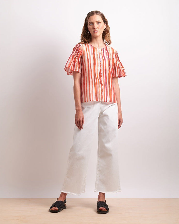 Draw The Line Blouse - Koi Stripe