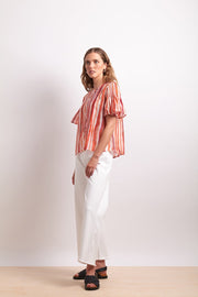 Draw The Line Blouse - Koi Stripe