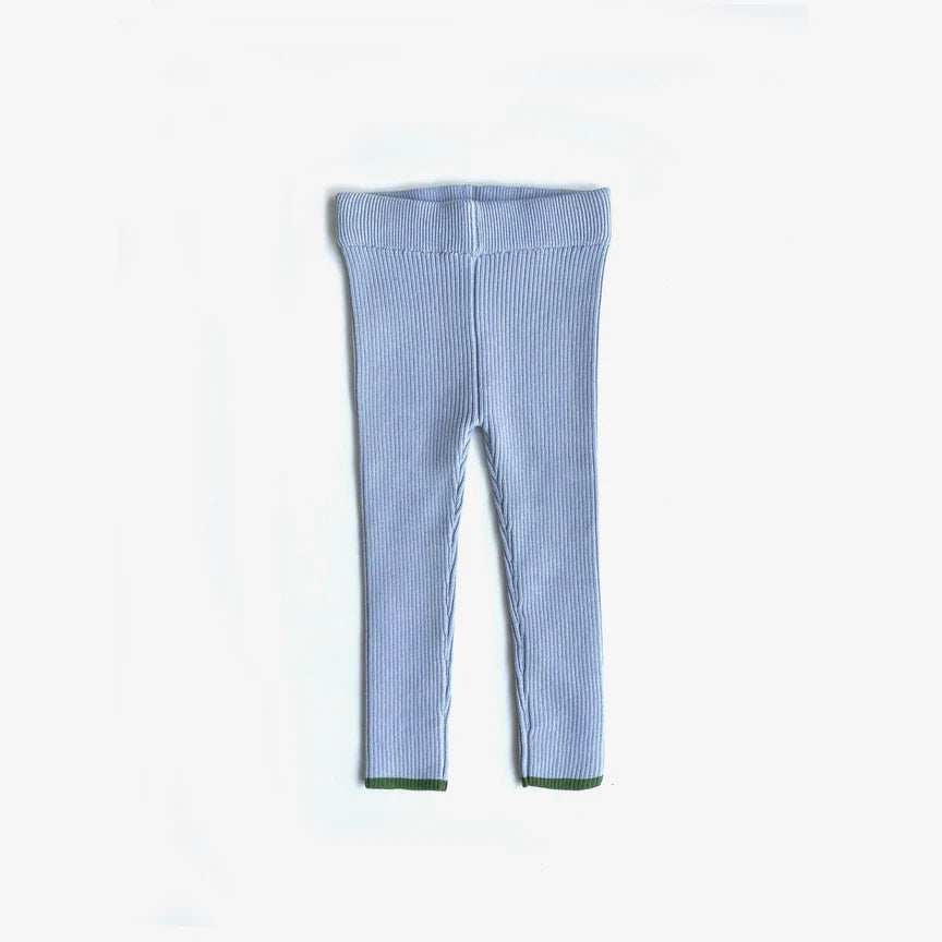 Organic Cotton Rib Knit Leggings - Sky Clover