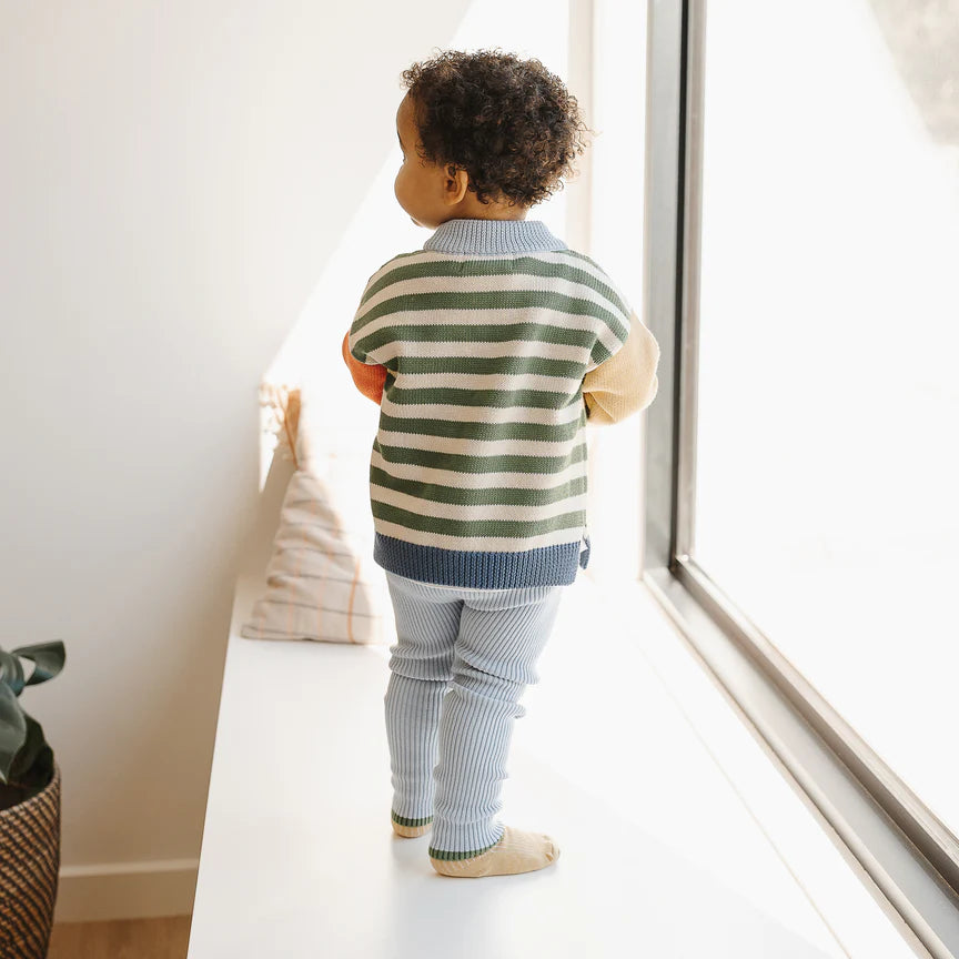 Organic Cotton Rib Knit Leggings - Sky Clover