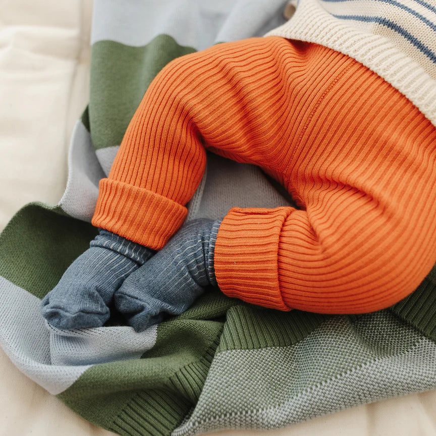 Organic Cotton Rib Knit Leggings - Tomato