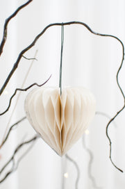 Off White w Glitter Paper Jewel Ornament