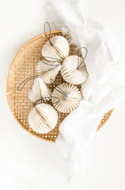 Off White w Glitter Paper Jewel Ornament