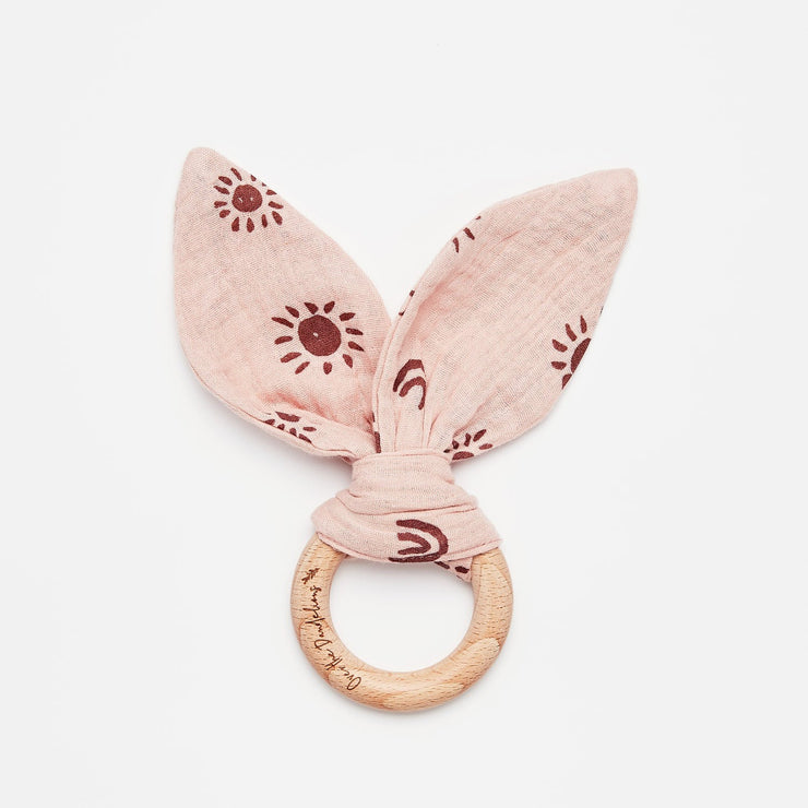 Organic Muslin Bunny Ears Teether - Sunny Print