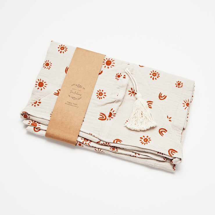 Organic Muslin Hooded Towel - Sunny Print