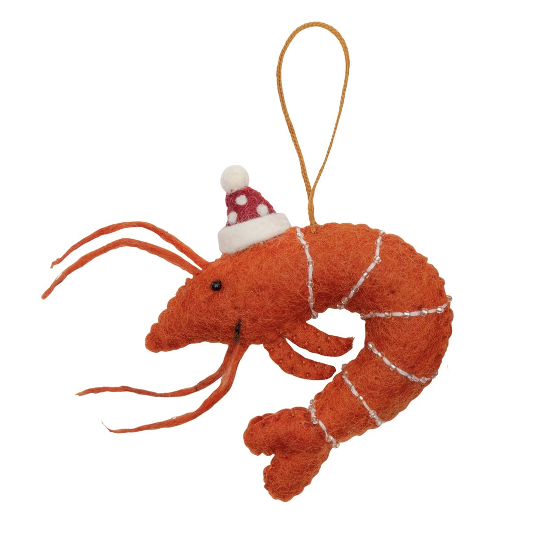Due October Xmas 26 Felt Decorations - Prawn