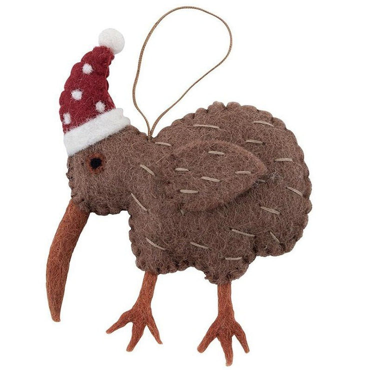 Hanging Christmas Decorations: Kiwi Bird with Hat