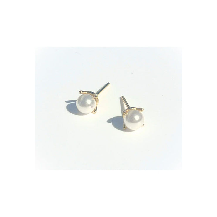 Pearl Stud Earrings - Gold