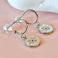 Pink Starburst Half Hoops - Silver