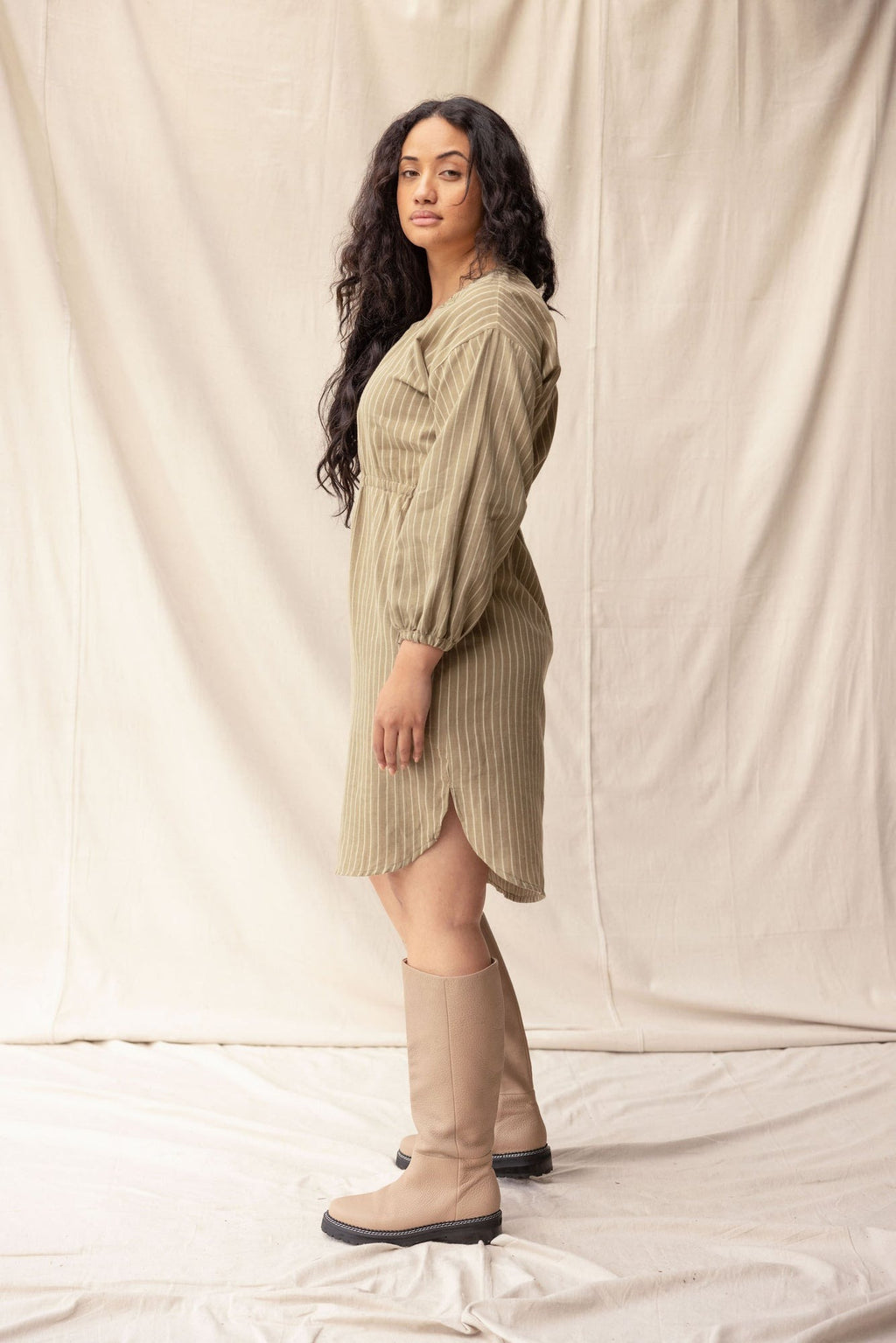 ReCreate Rose Dress - Moss Stripe Was $280 NOW