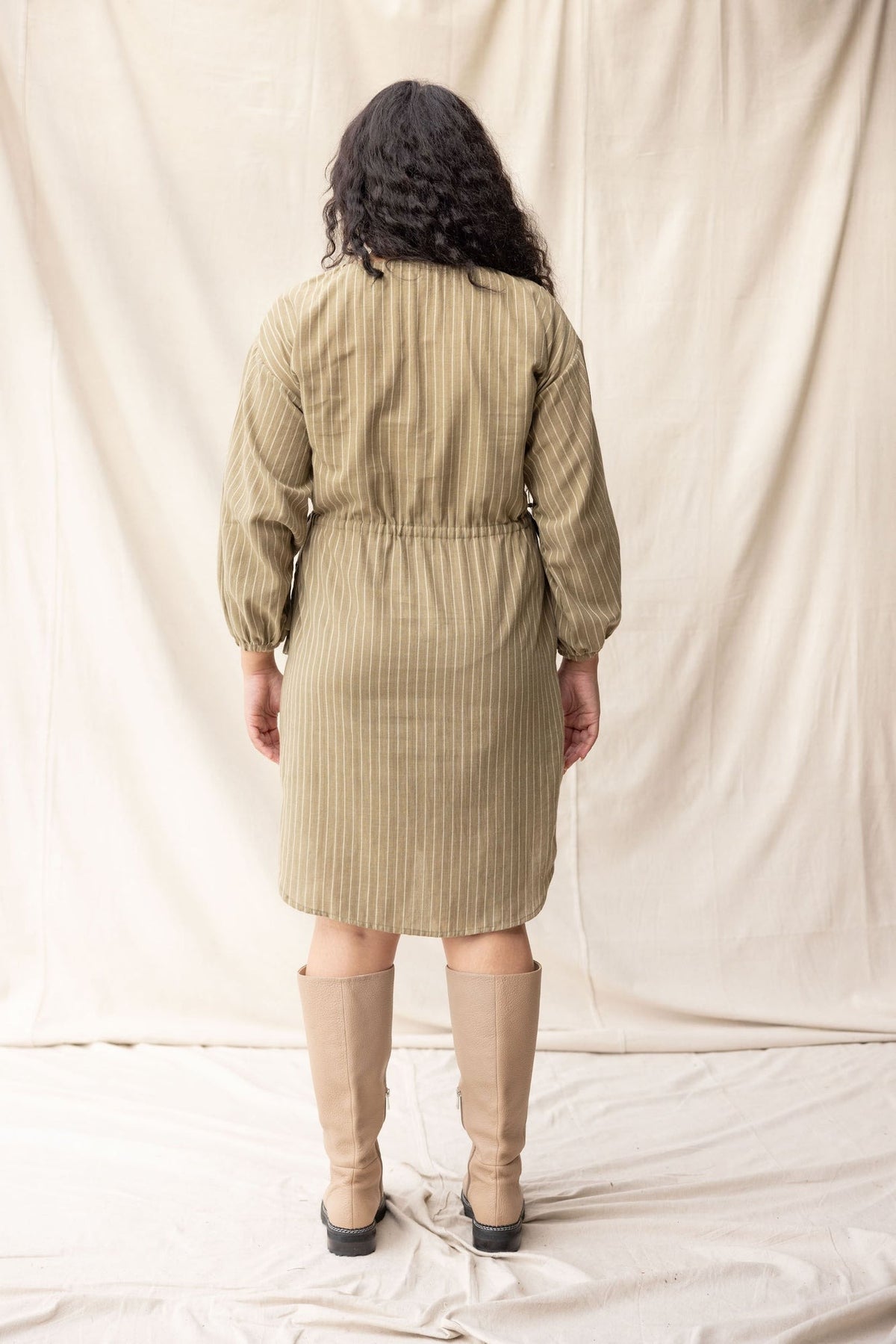 ReCreate Rose Dress - Moss Stripe Was $280 NOW