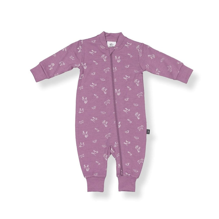 Merino Remy All-In-One - Mauve Animal