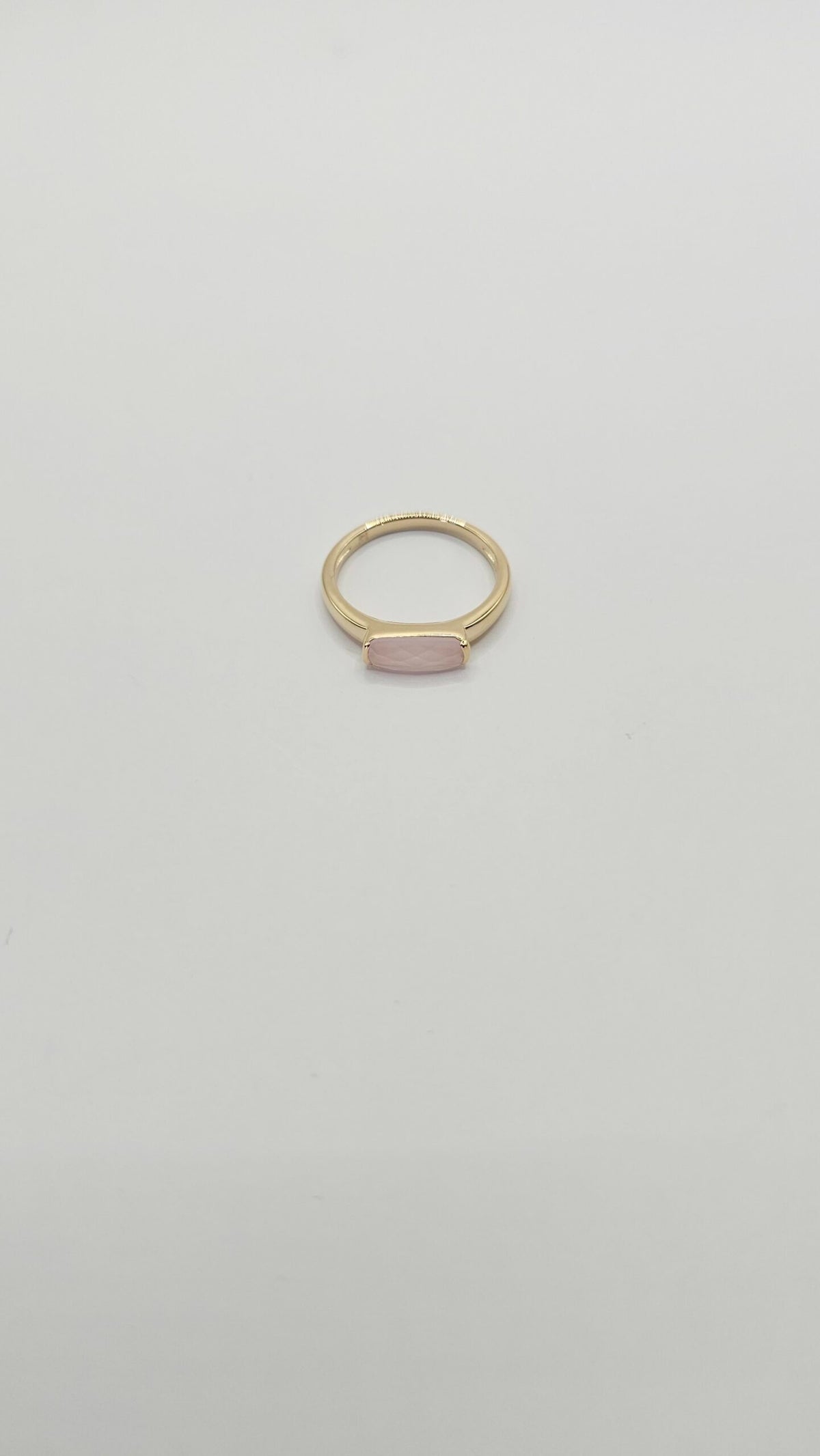 18K Fold Frosted Pink Rhombus Ring