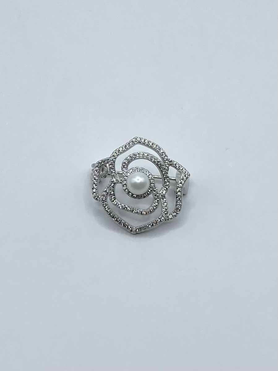 Diamante Brooch - Rose w Pearl