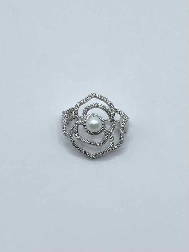 Diamante Brooch - Rose w Pearl