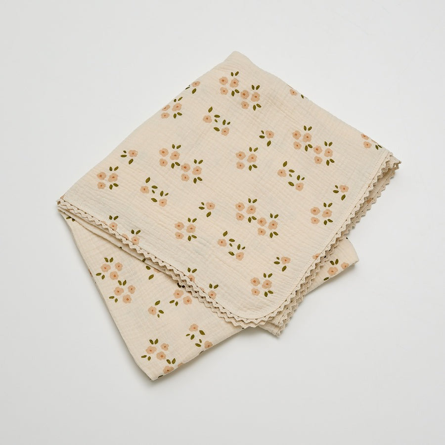 Organic Muslin Swaddle -With Crochet Edging