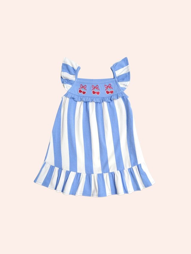 Seaside Cherry Stripe Dress - Almond/Milk v2