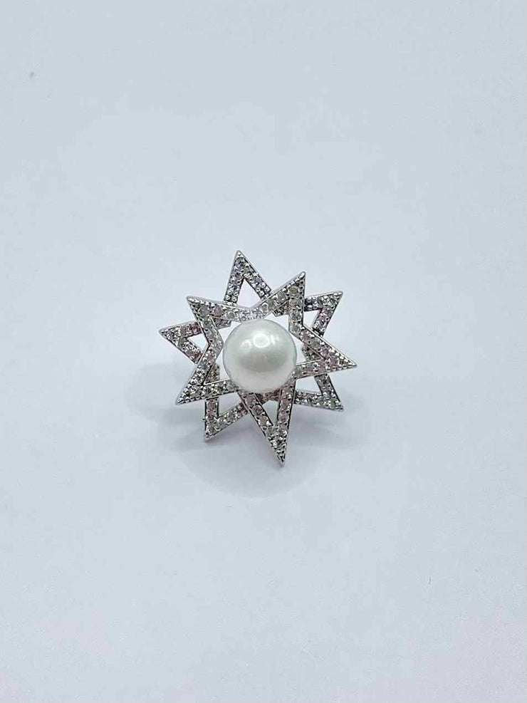 Diamante Brooch - Star w Pearl