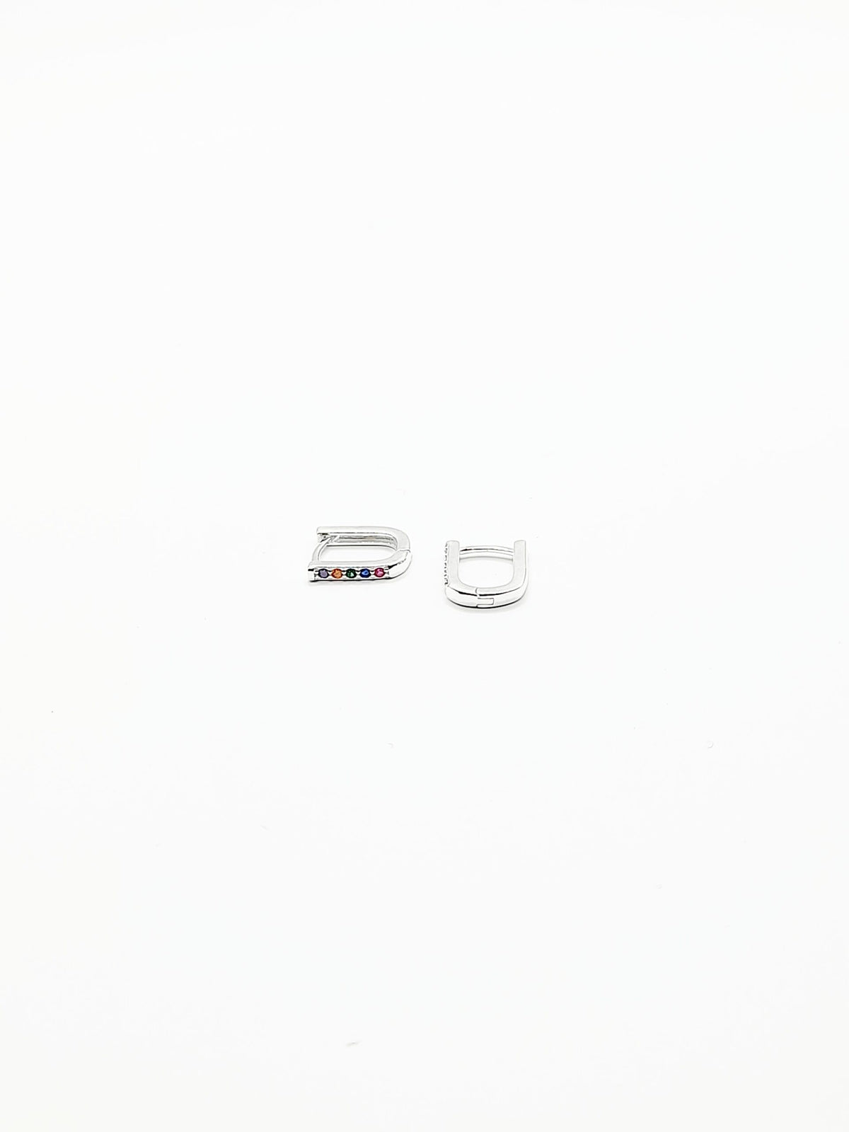 Sterling Silver Arc Multi Coloured Huggie